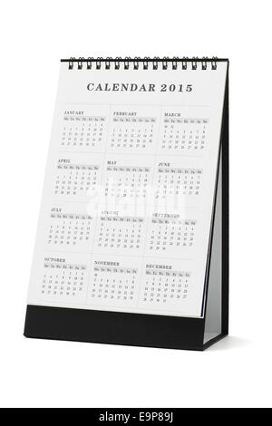 Calendrier de Bureau 2015 sur fond blanc Banque D'Images