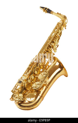 Saxophone isolé sur fond blanc Banque D'Images