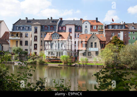 Vue de la rivière Lahn, Marburg, Marburg, Hesse, Germany, Europe, Banque D'Images