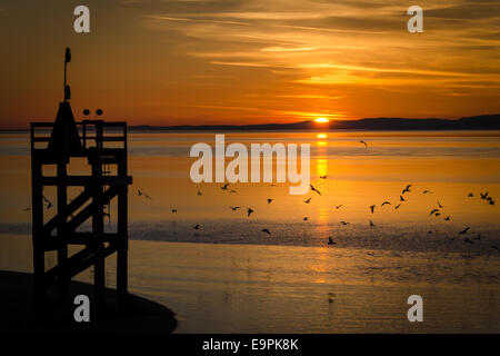 Silloth Coucher de soleil sur le Solway Firth Banque D'Images