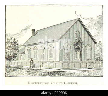 Une illustration de 1884 tirée de l’œuvre de Farmer représentant les disciples of Christ Church à Détroit. Ce dessin offre un aperçu de l’architecture de l’église et de l’histoire religieuse de Détroit. Banque D'Images