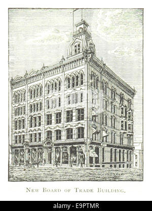 Ce dessin de 1884 par Farmer représente le New Board of Trade Building à Detroit, mettant en valeur la conception architecturale du bâtiment et son importance en tant que centre commercial dans la ville à la fin du XIXe siècle. Banque D'Images