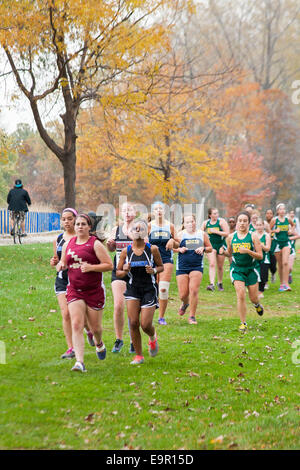 Harrison Township, Michigan - Des élèves du secondaire de la concurrence dans le sud-est du Michigan a cross country rencontrez. Banque D'Images