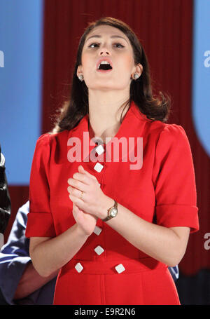 Londres, Royaume-Uni. 31 octobre, 2014. Gemma Arterton sur scène lors d'un photocall pour "made in Dagenham" au Adelphi Theatre le 31 octobre 2014 à Londres, Angleterre Crédit : KEITH MAYHEW/Alamy Live News Banque D'Images