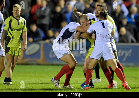 Galashiels, Royaume-Uni. 31 Oct 2014. Championnat d'Europe Championnat d'Europe de Rugby Ecosse RL vs France XII Netherdale Galashiels, pression sur l'Écosse dans la première moitié (Photo : Rob Gray) Crédit : Rob Gray/Alamy Live News Banque D'Images