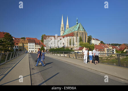 Vieille Ville avec l'église Saint Pierre et Paul à Görlitz, Allemagne Banque D'Images