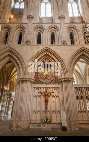 La célèbre cathédrale de Wells réveil (considérée comme la deuxième plus ancienne horloge en Grande-Bretagne). La cathédrale de Wells. Le Somerset. UK Banque D'Images