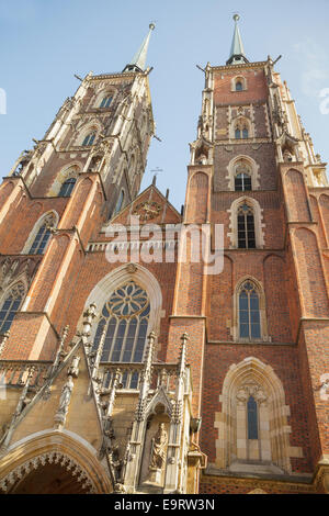 Cathédrale de Saint Jean Baptiste sur l'île de la cathédrale Ostrow Tumski, Wroclaw, Pologne Banque D'Images