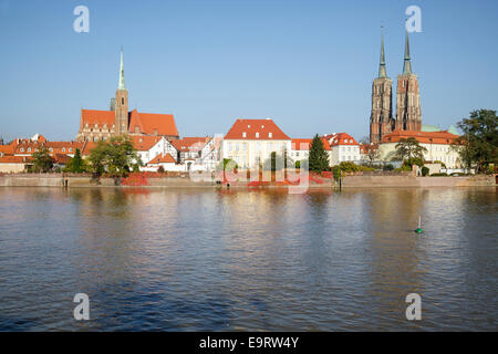 Île Ostrow Tumski, la cathédrale de Wroclaw, Pologne Banque D'Images