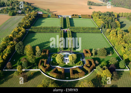 VUE AÉRIENNE.Cimetière américain de St Mihiel, dernier lieu de repos des soldats tombés dans la première Guerre mondiale.Thiaucourt, Meurthe-et-Moselle, Lorraine, Grand est, France. Banque D'Images