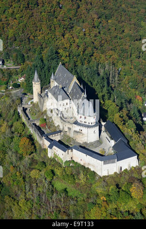 VUE AÉRIENNE.Château de Vianden.District de Diekirch, Luxembourg. Banque D'Images