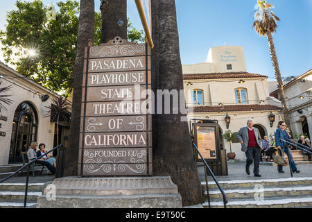 Le quartier historique et populaire Pasadena Playhouse. Banque D'Images