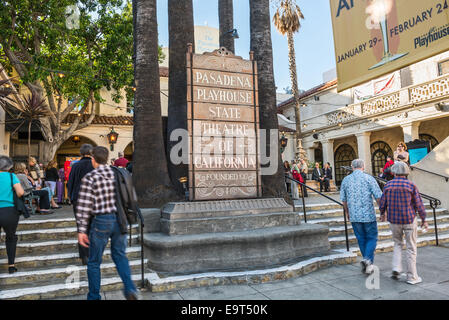 Le quartier historique et populaire Pasadena Playhouse. Banque D'Images