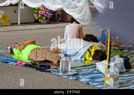 Étudiant Pro-Democracy Camp. Hennessy Road, Causeway Bay, Hong Kong. Banque D'Images