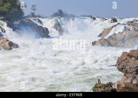 Khon Pha Peng cascades, chutes de Khone Phapheng, Niagara de l'Asie, le sud du Laos Champassak. Banque D'Images