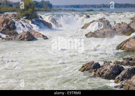 Khon Pha Peng cascades, chutes de Khone Phapheng, Niagara de l'Asie, le sud du Laos Champassak. Banque D'Images