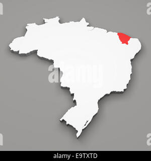 L'état de Ceara sur carte du Brésil sur fond gris Banque D'Images