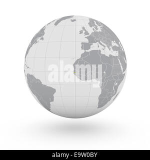 Gambie le monde isolé sur fond blanc Banque D'Images