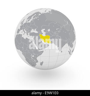 L'Iran au monde isolé sur fond blanc Banque D'Images