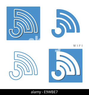 Connexion Wi-Fi au réseau local sans fil et ensemble d'icônes. vecteur symbole d'ondes radio Banque D'Images