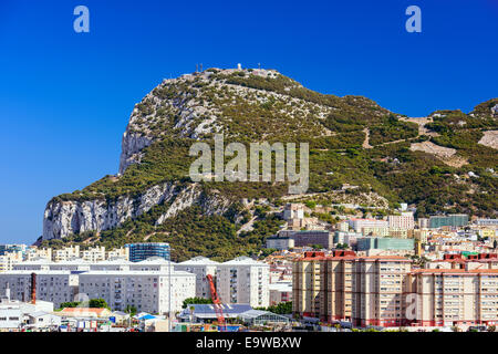 Le territoire britannique d'outre-mer du rocher de Gibraltar. Banque D'Images