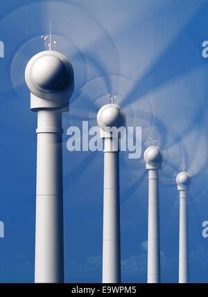 Les aubes de turbine éolienne directement en rotation de l'avant - illustrations en 3D Banque D'Images