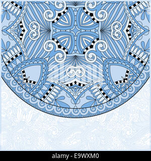 Couleur bleu modèle floral ornemental avec circle mets ethnique Banque D'Images