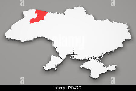 Carte d'Ukraine, de la division des régions, Rivne Banque D'Images