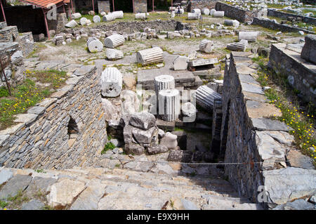 Ruines du mausolée d'Halicarnasse, 4ème. siècle avant J.-C., Bodrum, Turquie Banque D'Images