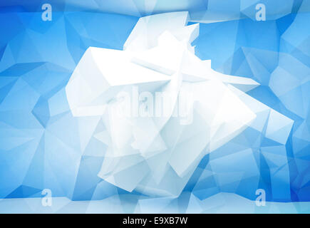 Blue abstract background with 3d structure polygonale chaotique sur le mur Banque D'Images