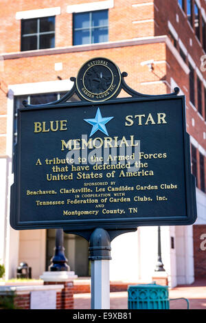 Blue Star Plaque commémorative à Clarksville TN Un hommage aux Forces armées qui ont défendu les États-Unis d'Amérique Banque D'Images