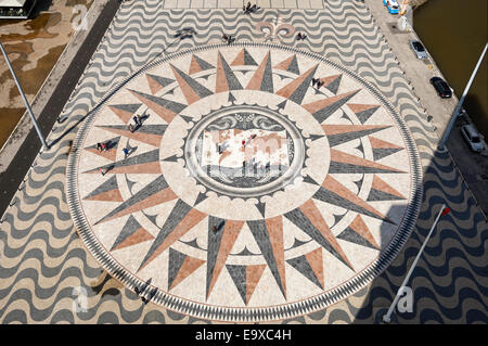 Vue aérienne de l'horizontale Rosa-dos-Ventos à Belém, Lisbonne. Banque D'Images