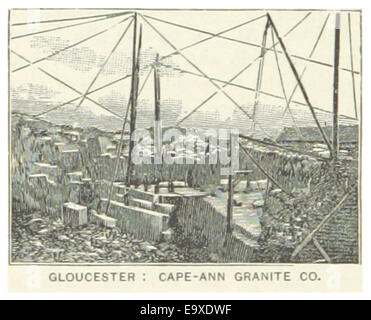 Cette illustration de 1891 représente la carrière principale de la Cape-Ann Granite Company, en se concentrant sur les opérations minières de granit dans le Massachusetts. Banque D'Images