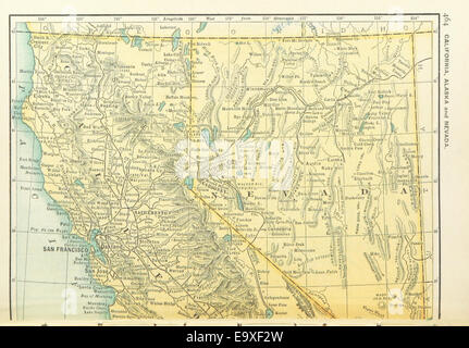 Cette carte de 1891 des US-MAPS illustre la configuration géographique de la Californie, du Nevada et de l'Alaska, offrant des détails clés de ces états à la fin du XIXe siècle. Banque D'Images