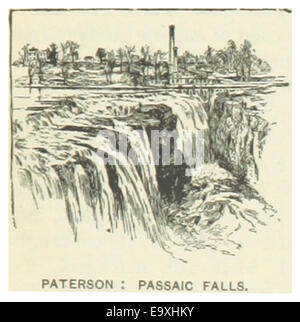 Une illustration de 1891 représentant Paterson et les chutes Passaic dans le New Jersey, une caractéristique naturelle emblématique qui a été au cœur du développement industriel de la région. Banque D'Images