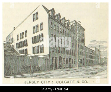 Une illustration de 1891 de *US-NJ* représentant Colgate & Company à Jersey City, New Jersey. Cette image souligne la présence industrielle de l’entreprise dans la région à la fin du XIXe siècle, reflétant la croissance de la fabrication et du commerce dans le nord-est des États-Unis. Banque D'Images