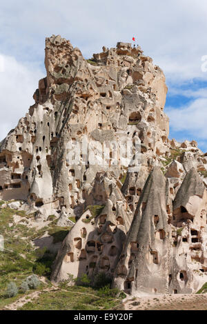 Castle Rock, Uchisar, parc national de Göreme, en Cappadoce, Anatolie centrale, Anatolie, Turquie Banque D'Images