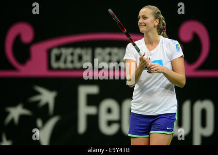 La République tchèque Petra Kvitova tennis player était la formation à Prague avant qu'elle joue la Fed Cup match final contre l'Allemagne. Prague, République tchèque, le 4 novembre 2014 (Photo/CTK Michal Kamaryt) Banque D'Images