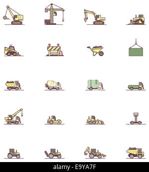 Construction machinery icon set Banque D'Images