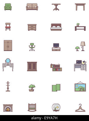 Mobilier domestique icon set Banque D'Images