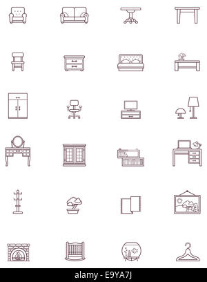 Mobilier domestique icon set Banque D'Images