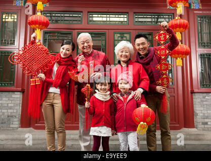 La famille sur le Nouvel An chinois Banque D'Images