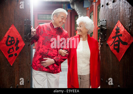 La famille sur le Nouvel An chinois Banque D'Images