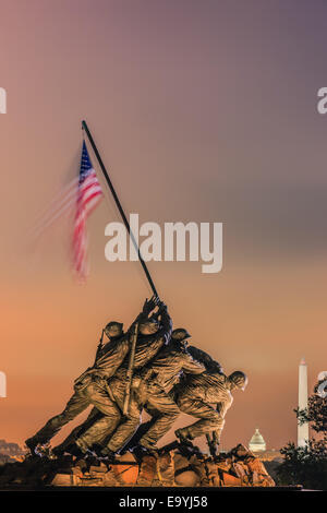 US Marine Corps War Memorial, également connu sous le nom de Mémorial Iwo-Jima à Arlington, Virginia, USA. Banque D'Images