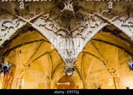 Les détails architecturaux à l'intérieur de la cathédrale gothique de Saint Vitus de Prague Banque D'Images