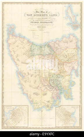 La carte de Van Diemen's Land / par George Frankland, arpenteur général et unique commissaire des terres de la Couronne ; gravée et publiée par Joseph Cross Site de Van Diemen's Land par George Frankland, Arpenteur 15212671142 o Banque D'Images