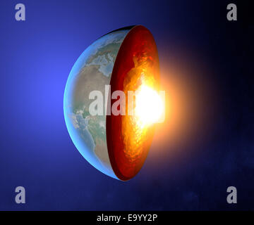 Noyau de la terre, la terre, le monde, split, géophysique Banque D'Images