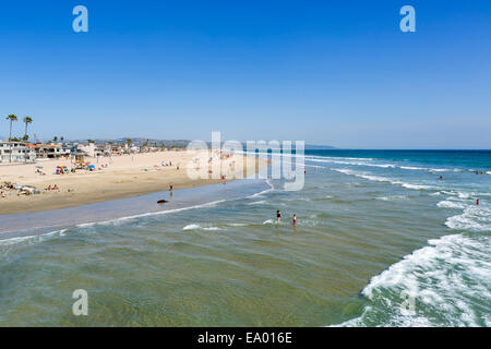 La plage de la jetée, la péninsule de Balboa, Newport Beach, Orange County, Californie, USA Banque D'Images