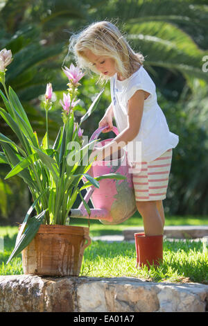 Plante de jardin Arrosage fille Banque D'Images