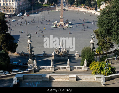 Piazza del Popolo, vue de la colline du Pincio, Rome, Italie Banque D'Images